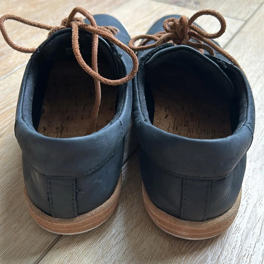 KORK-EASE Paislee Sneaker Women's Size 8 Black Leather Slip-On Cork Inso…